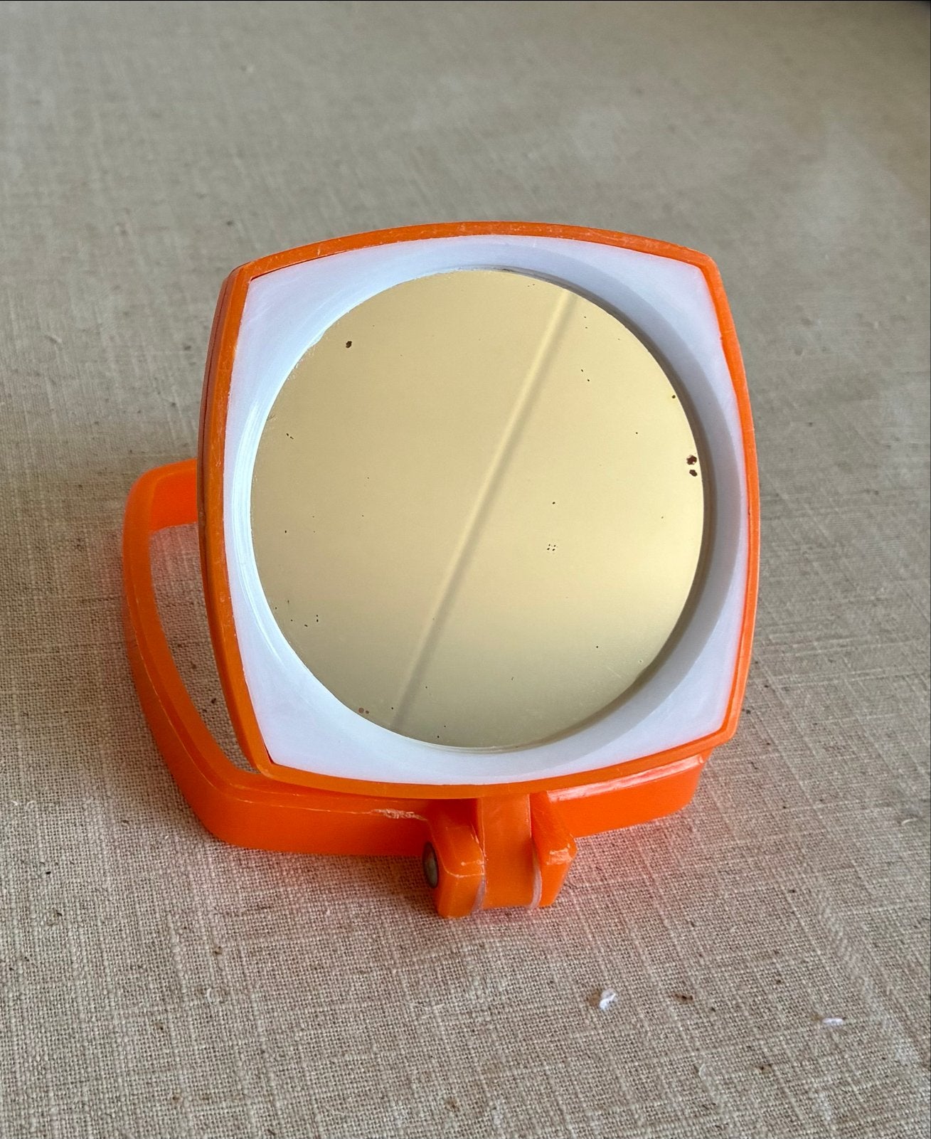 Retro Oranje Spiegeltje  - Jaren '70, Ophalen of Verzenden