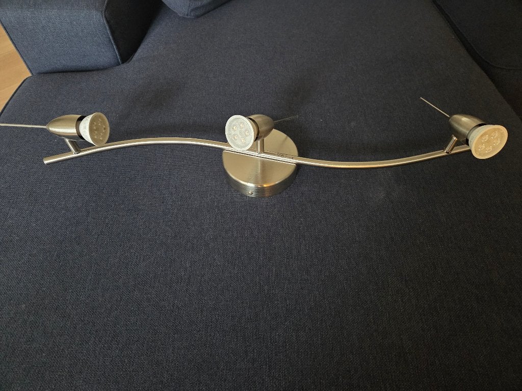 Plafondlamp van mat metaal – 3 verstelbare spots – 72 cm, Huis en Inrichting, Ophalen, Gebruikt, GU10, LED