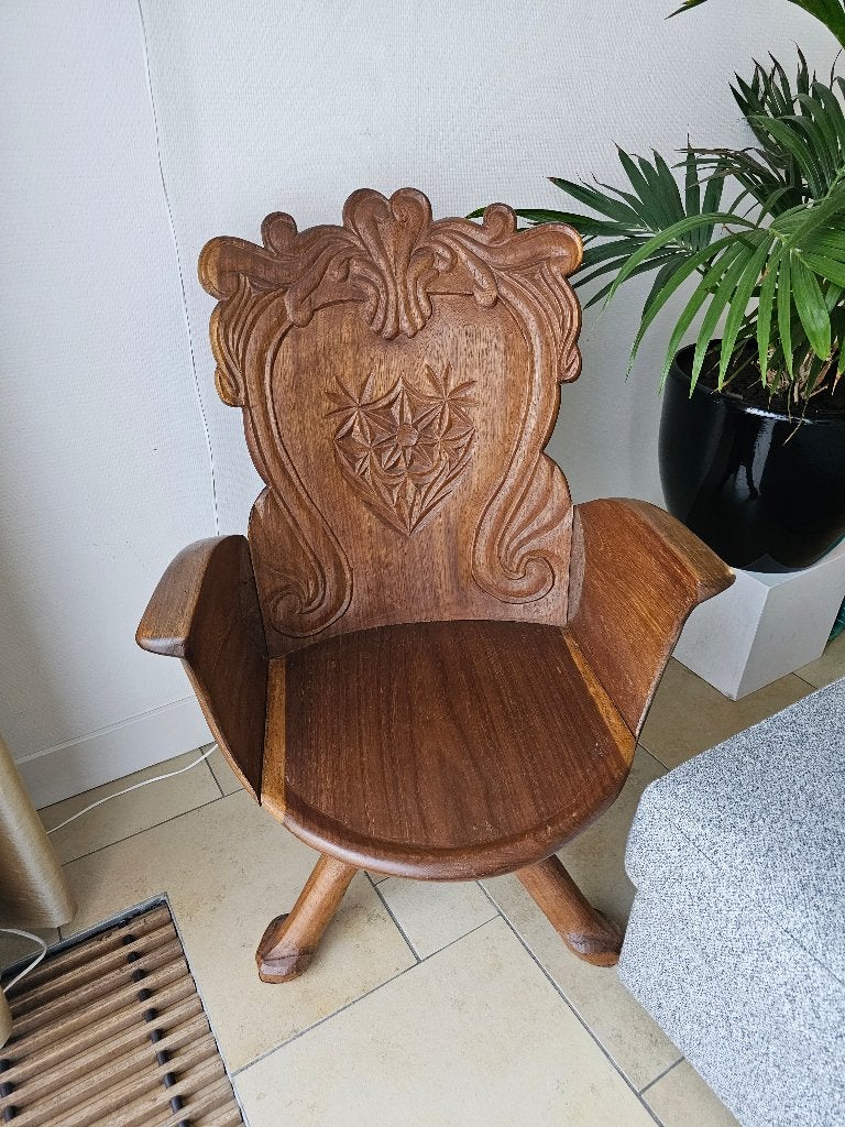 Art Nouveau Antoni Gaudi-stijl Spaanse teaken fauteuil stoel, Ophalen of Verzenden