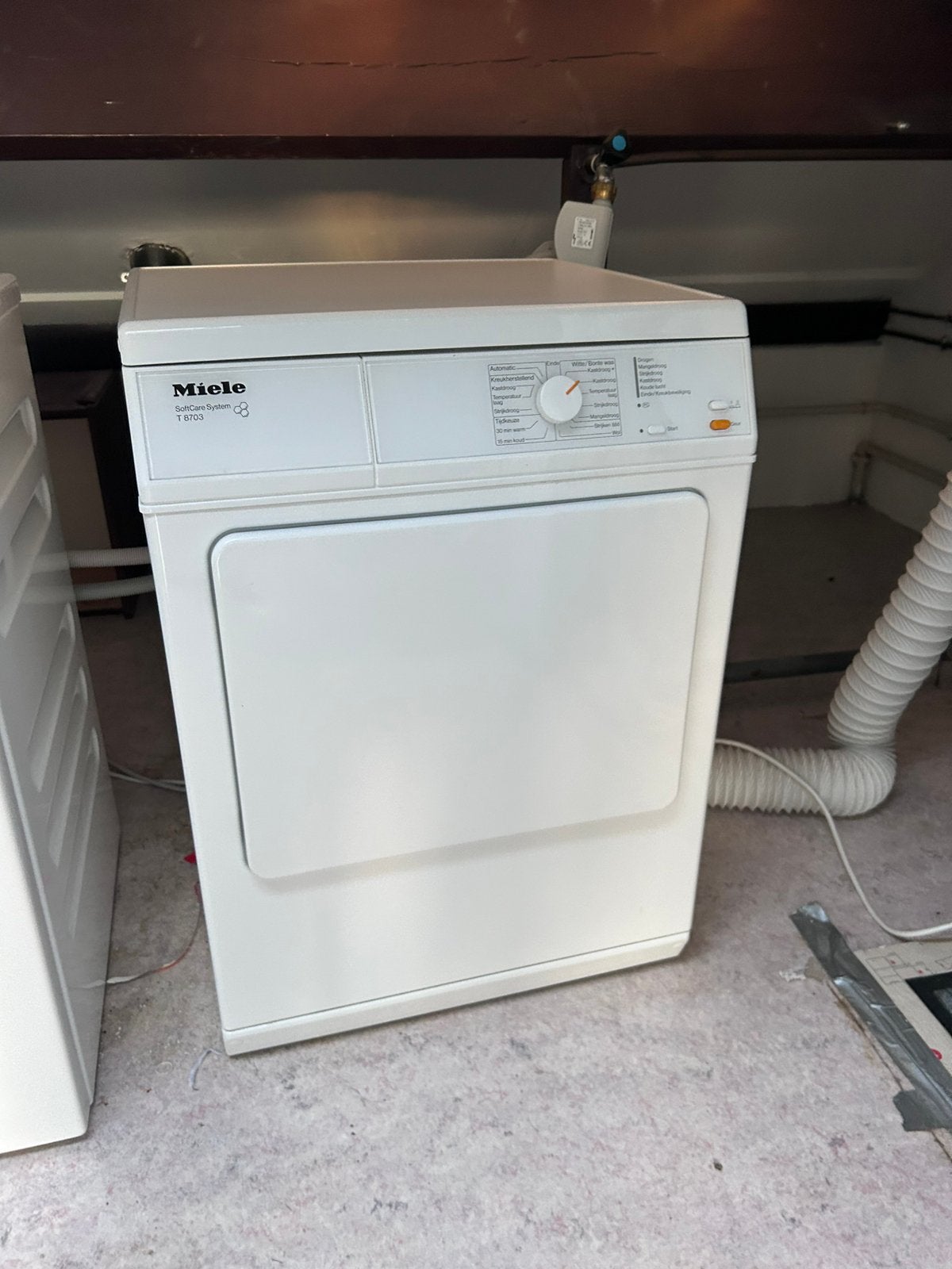 Miele SoftCare System T 8703 Luchtafvoerdroger, Witgoed en Apparatuur, Ophalen, Gebruikt, Luchtafvoer, 85 tot 90 cm
