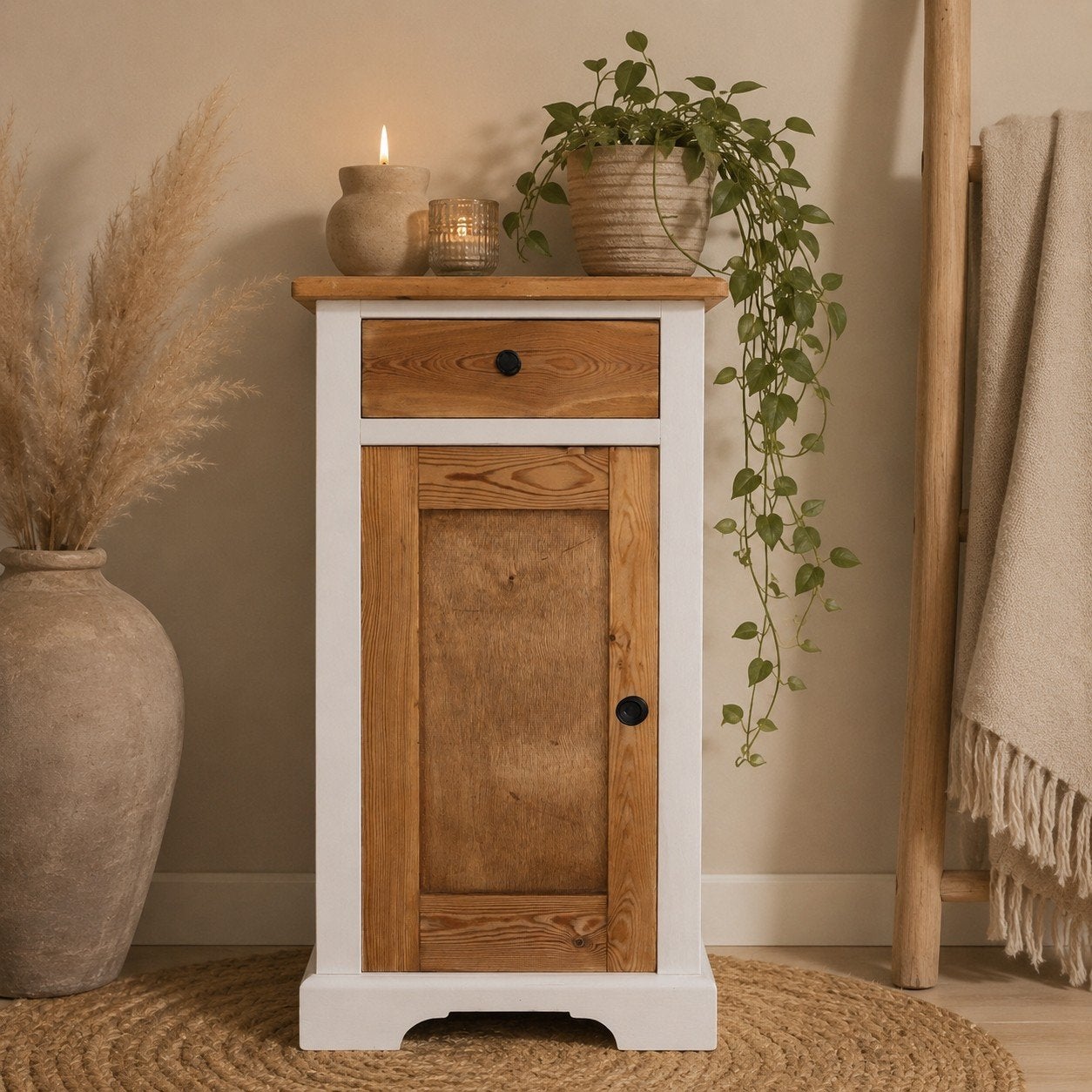 Gerestyled grenen (nacht)kastje, Huis en Inrichting, Slaapkamer | Nachtkastjes, Minder dan 45 cm, Ophalen