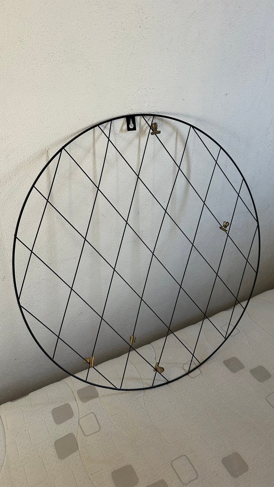 Rond Zwart Metalen Wandrek / Fotorek met Knijpers, Ophalen, Metaal, 70 cm, Zwart