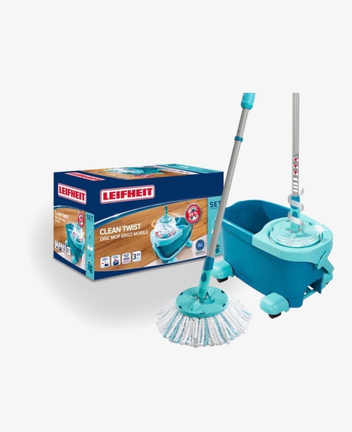 Leifheit Clean Twist Disc Mop Ergo Mobile Dweilsysteem, Ophalen, Mop of Dweil
