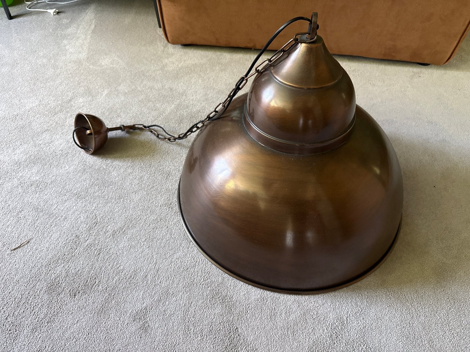 Vintage Koperen Industriële Hanglamp - Gebruikt, Ophalen, Gebruikt, Metaal