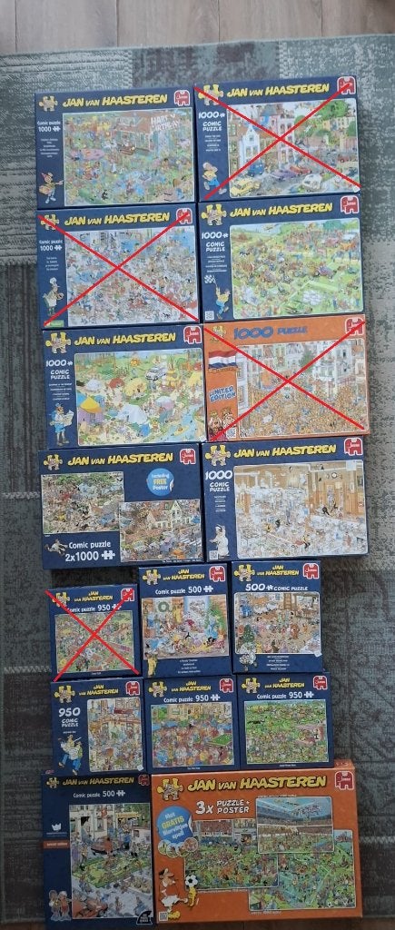 16 jan van haasteren puzzels, Ophalen, 500 t/m 1500 stukjes, Zo goed als nieuw, Legpuzzel