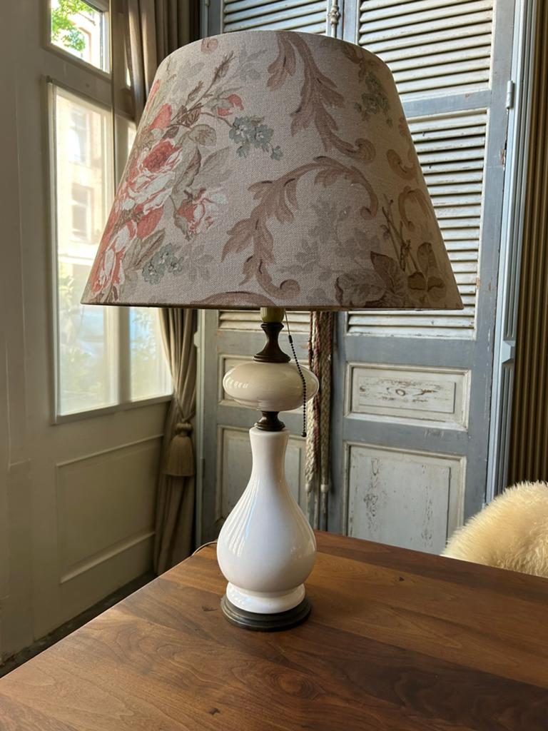 Vintage tafellamp met kap en trekkoord, Ophalen of Verzenden, Zo goed als nieuw, 75 cm of meer
