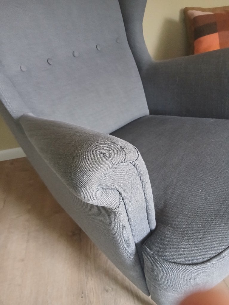 Grijze oorfauteuil - Comfortabel en stijlvol, Huis en Inrichting, Ophalen, Gebruikt, Klassiek, 75 tot 100 cm