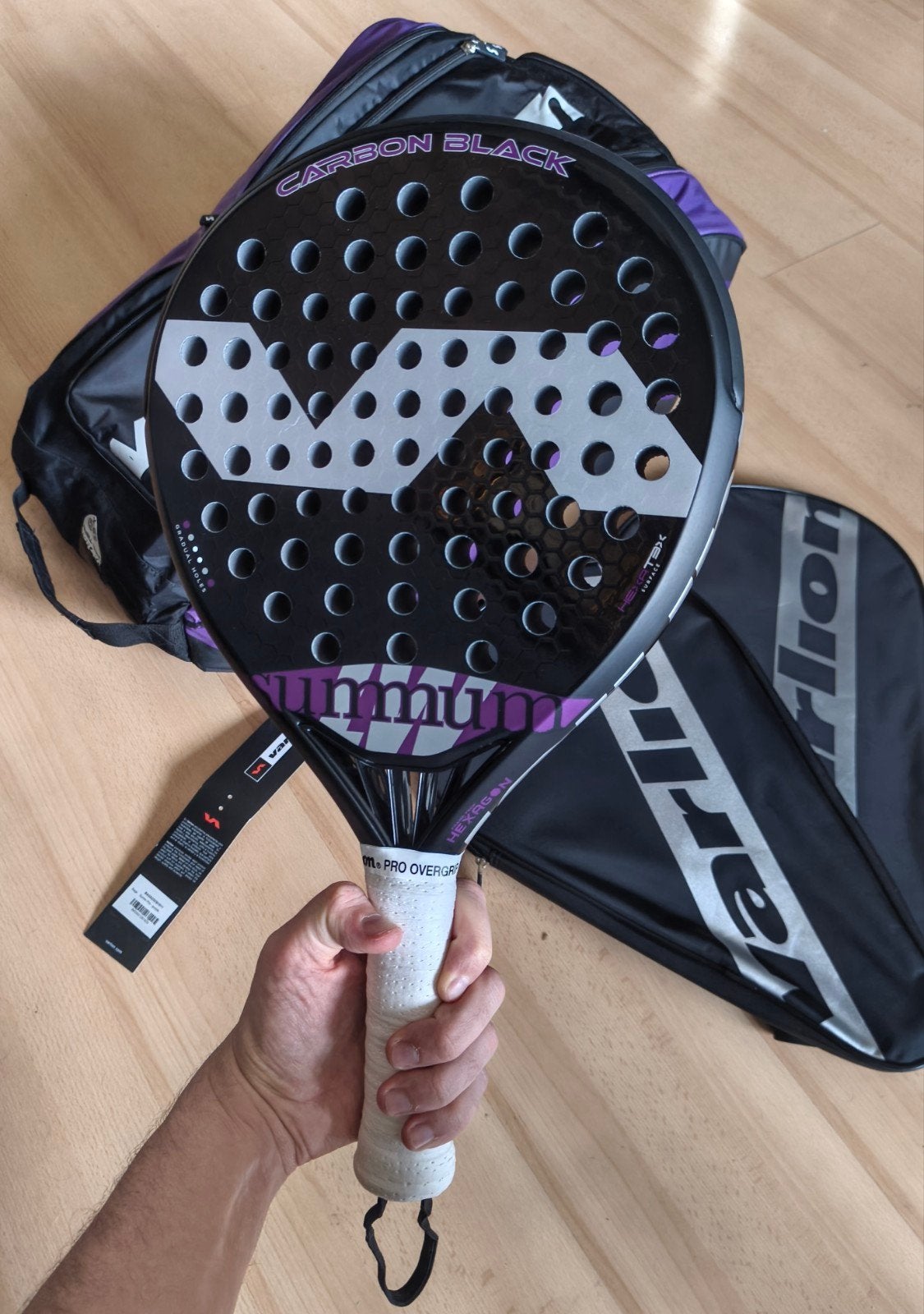 Varlion LW Summum Carbon Black Padelracket + Tas & Hoezen, Sport en Fitness, Padel, Ophalen of Verzenden