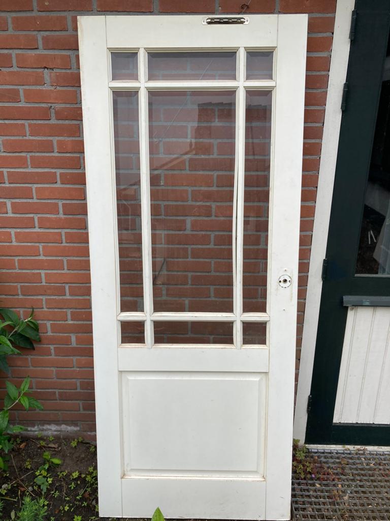 Binnendeur met glas, wit, 201.5x82.5 cm, Doe-het-zelf en Verbouw, Deuren en Horren, Ophalen, Gebruikt, 80 tot 100 cm, Binnendeur