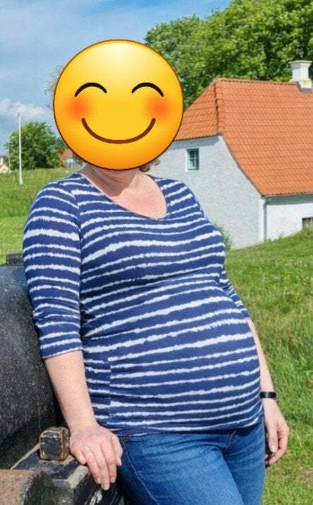 Zwangerschapsshirt / voedingsshirt met batik strepen maat 44, Kleding | Dames, Positiekleding, Blauw, Maat 42/44 (L), Zo goed als nieuw