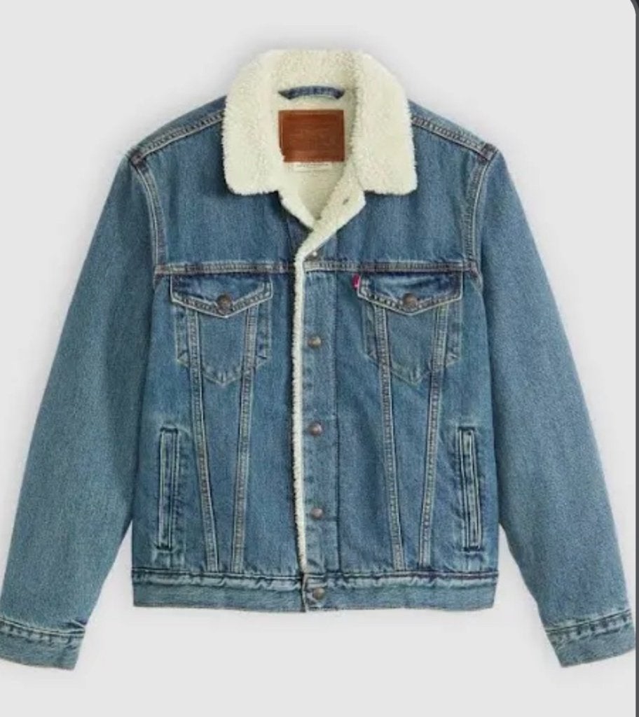 Levi’s spijker jas met teddy stof aan de binnenkant, Blauw, Nieuw, Ophalen of Verzenden, Maat 36 (S)