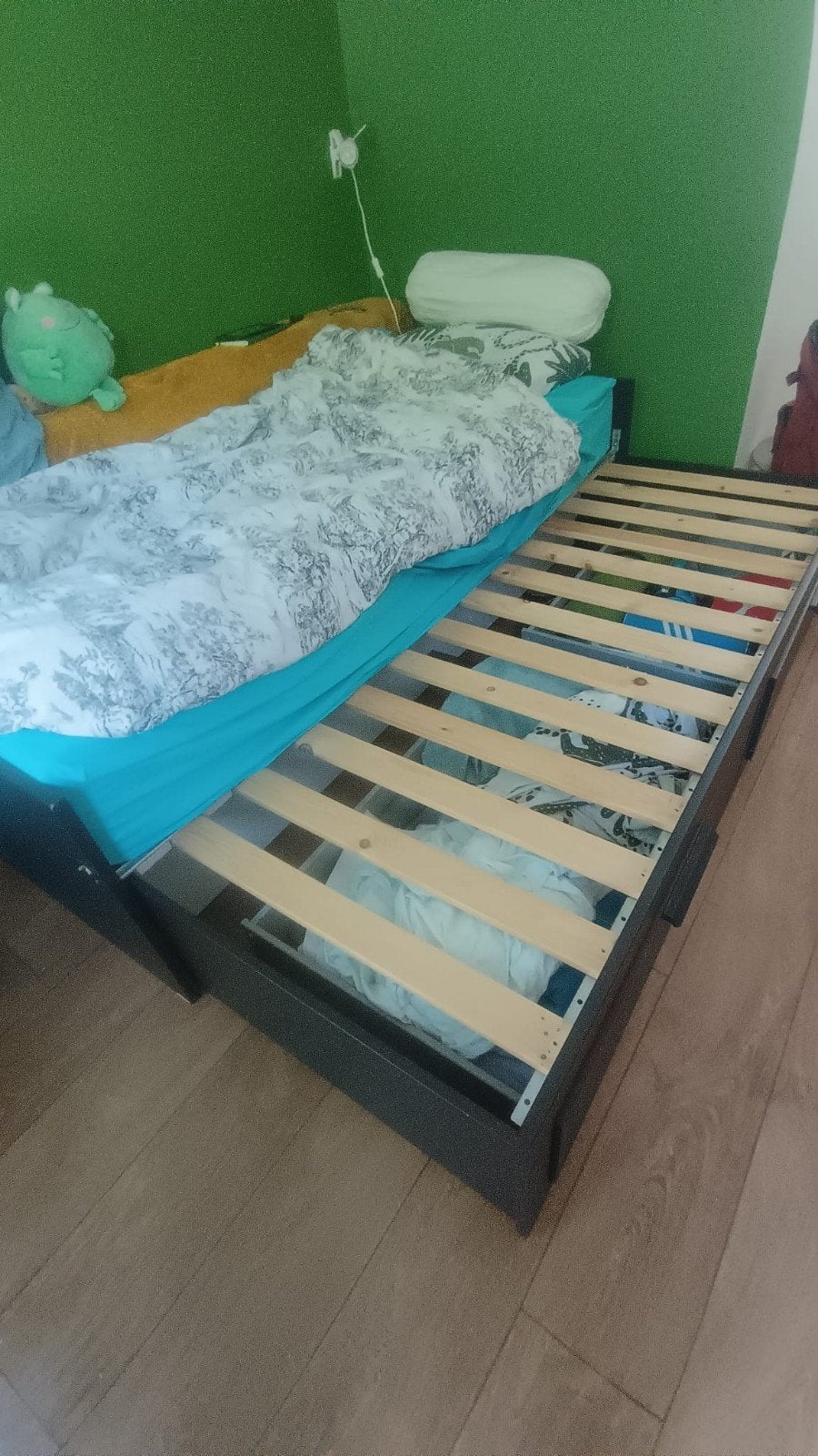 Ikea Brimnes bed met twee eenpersoonsmatrassen, Ophalen, Gebruikt, Zwart, Tweepersoons