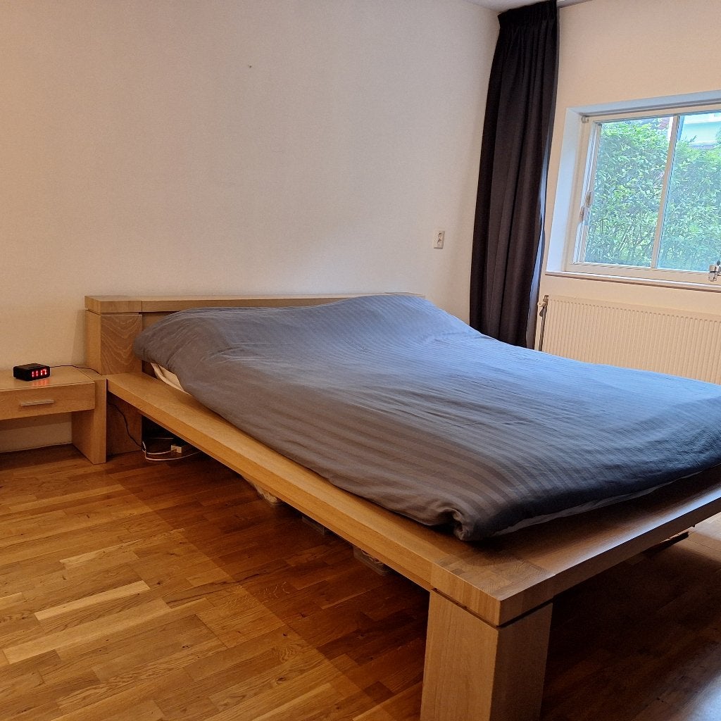 bed, Huis en Inrichting, Slaapkamer | Bedden, Ophalen, Gebruikt, Bruin, Tweepersoons