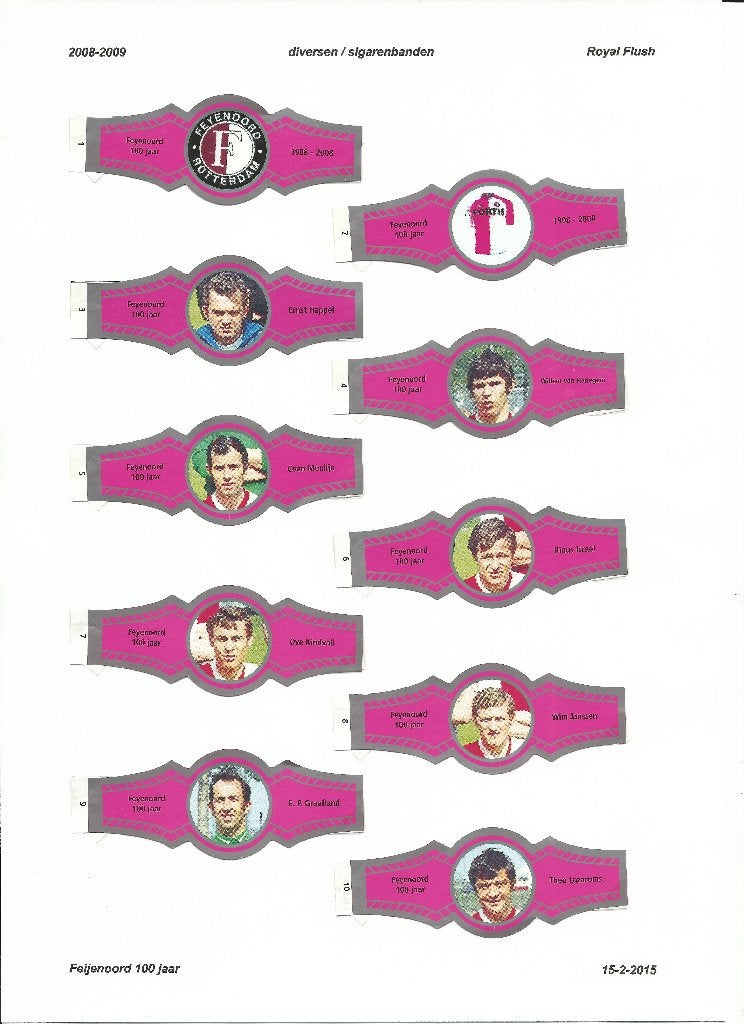 2008-2009 sigarenbandjes Royal Flush rose-zilver Feyenoord, Verzamelen, Ophalen of Verzenden, Feyenoord, Overige typen