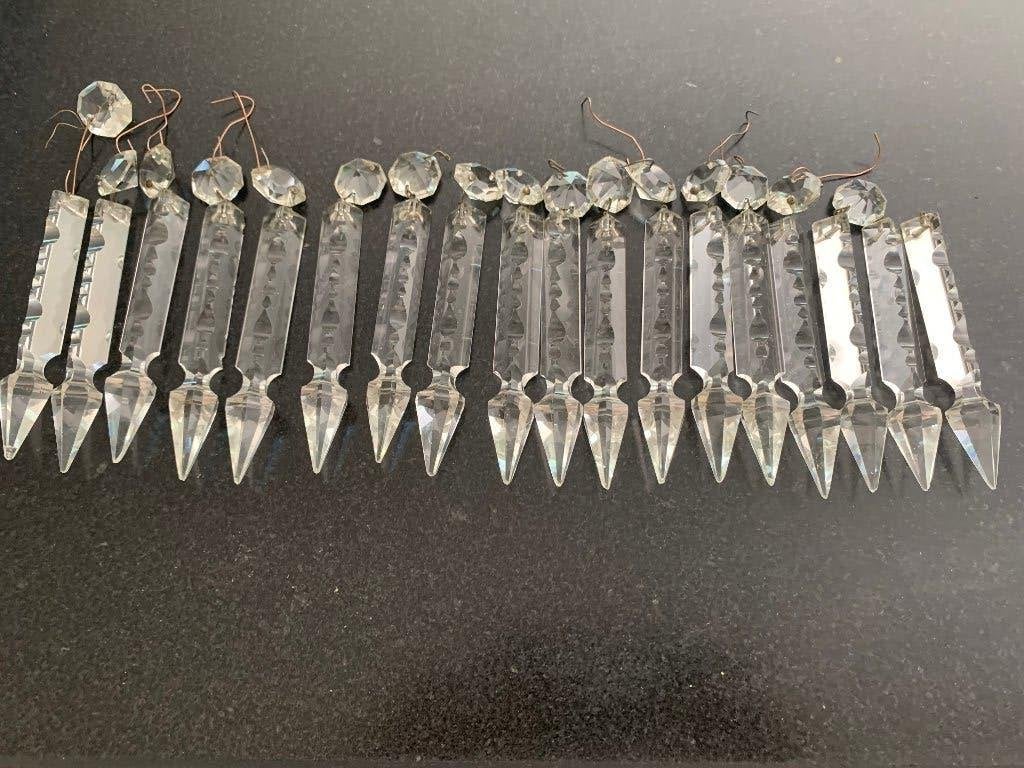 Antieke Art Deco kristal geslepen prisma glas pegels/ snoer, Antiek en Kunst, Ophalen of Verzenden