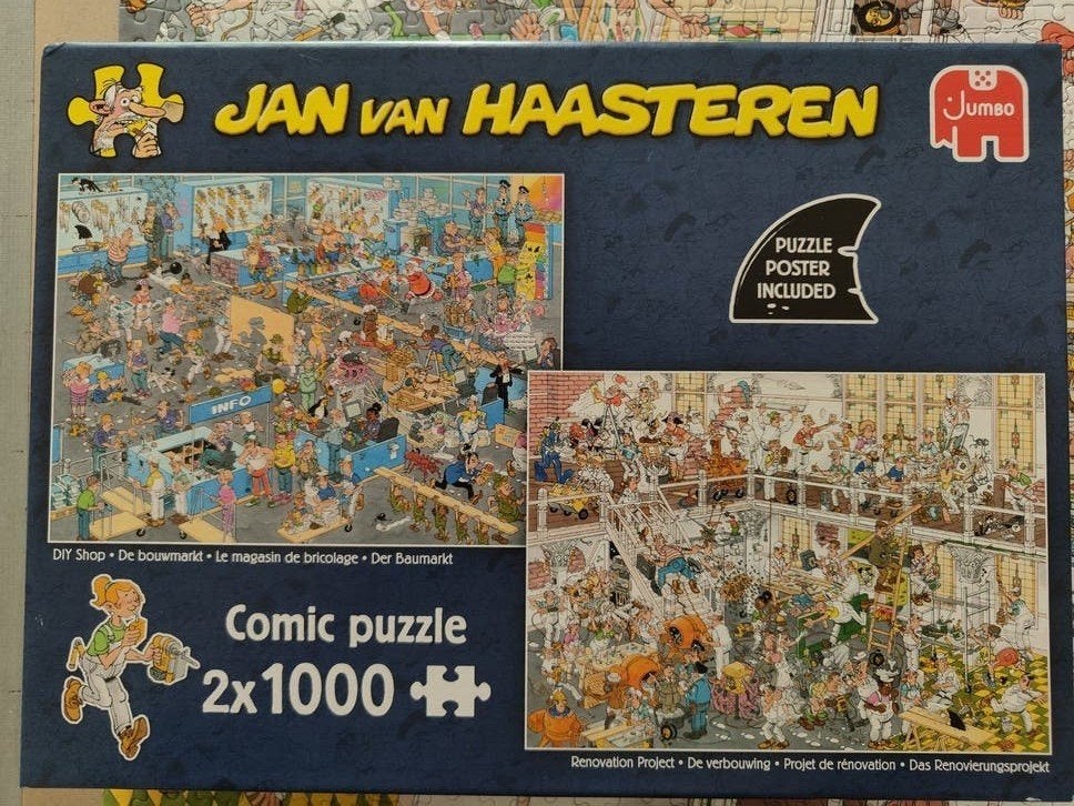 Jan van Haasteren Comic Puzzel 2x1000 stukjes, Ophalen of Verzenden, 500 t/m 1500 stukjes, Gebruikt, Legpuzzel