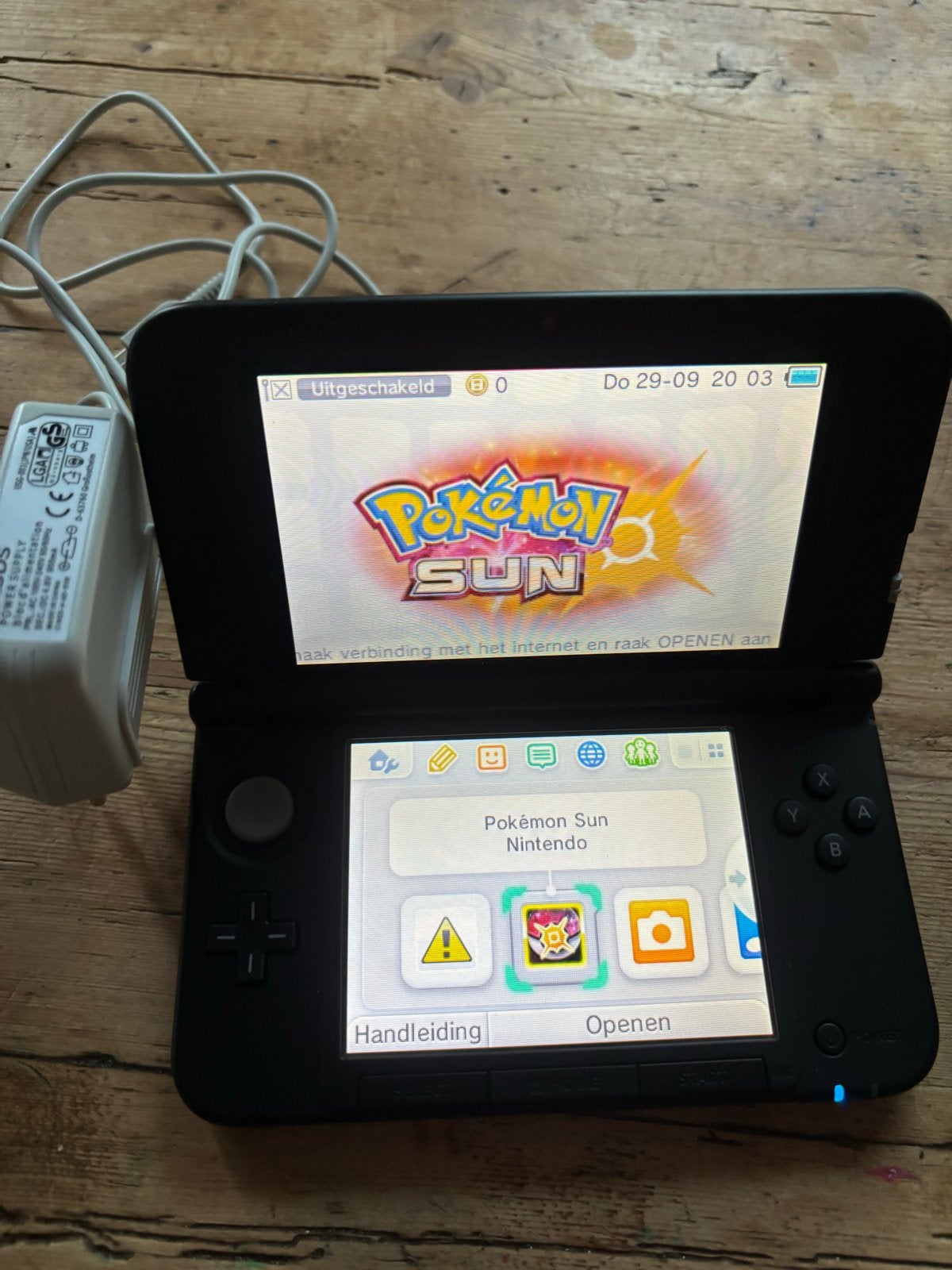 Nintendo 3DS XL met Pokémon Sun, Zwart, 3DS XL, Ophalen of Verzenden, Gebruikt