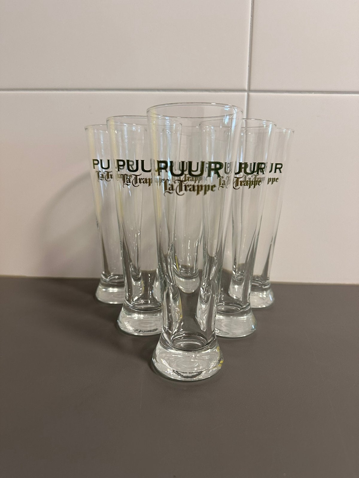 6x La Trappe Puur bierglazen 30cl, Ophalen of Verzenden, Zo goed als nieuw, Bierglas