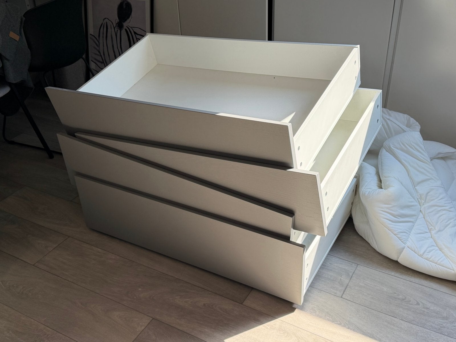 4 lades voor onder Ikea bed met wieltjes 100*60, Huis en Inrichting, Slaapkamer | Bedden, Ophalen, Eenpersoons, Wit, Hout