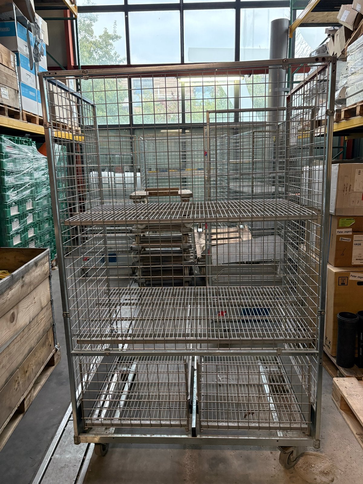 6 stuks Metalen rolcontainer met legborden, 100 liter of meer, Ophalen of Verzenden, Transportkar