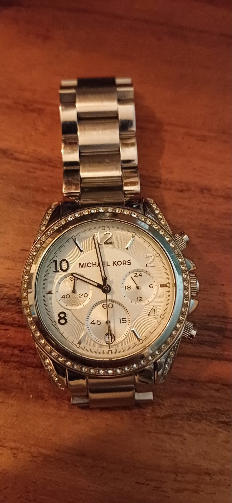 Michael Kors horloge MK-5165 met strass en extra schakels, Staal, Gebruikt, Staal, Polshorloge