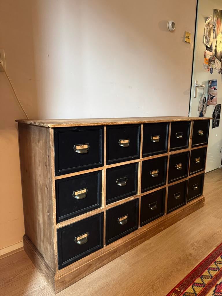 Vintage apothekerskast - 140 cm, Ophalen, Zo goed als nieuw, 25 tot 50 cm