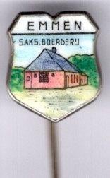 EMMEN email op zilverkl. saks. boerderij speldje ( U_126a ), Verzenden, Nieuw, Stad of Land, Speldje of Pin