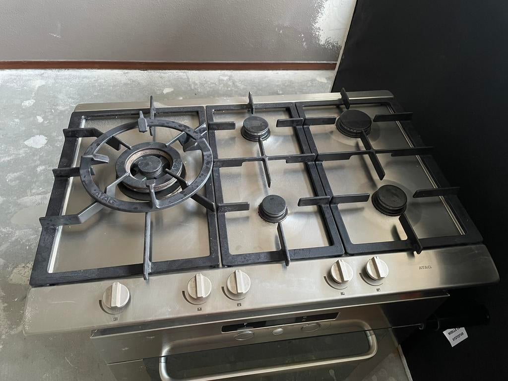 ATAG opbouw RVS gasfornuis 5-pits, Ophalen, Zo goed als nieuw, Overige typen