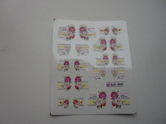elletje nagel water decals stickers BJC-069 bloemen roze, Nieuw, Ophalen of Verzenden, Toebehoren, Handen en Nagels