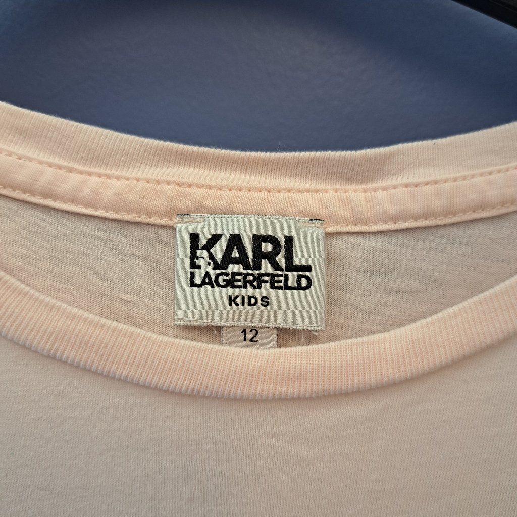 Karl Lagerfeld Kids shirt lichtroze + strepen 12jr 152 50960, Kinderen en Baby's, Karl Lagerfeld, Meisje, ., Ophalen of Verzenden