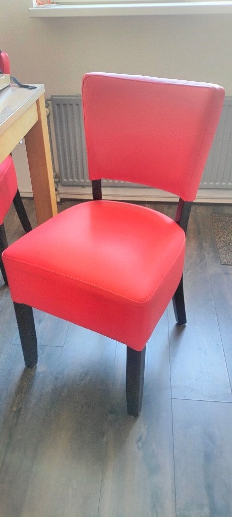 3 eetkamerstoelen, Ophalen, Gebruikt, Rood, Drie