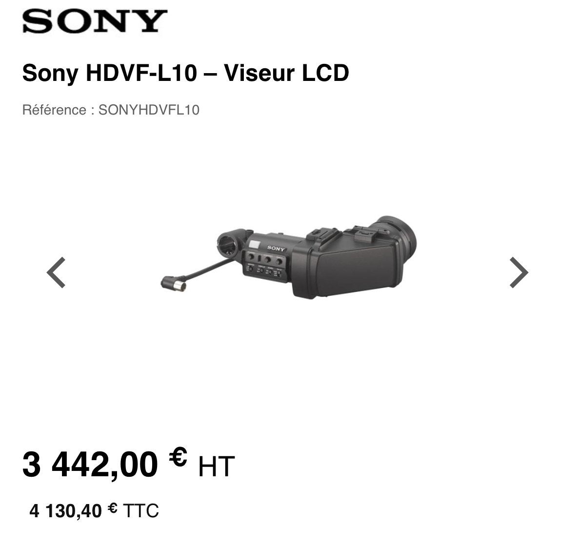 Sony HDVF-C10W HD Studio Viewfinder, Full HD, Gebruikt, Overige soorten, Ophalen of Verzenden