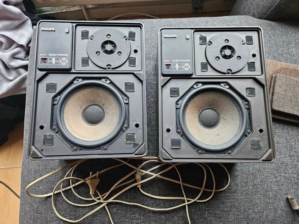 Philips 22RH541 MFB actieve vintage luidsprekers – werkend +, Audio, Tv en Foto, Luidsprekers, Ophalen, Philips, Gebruikt, Inclusief kabels