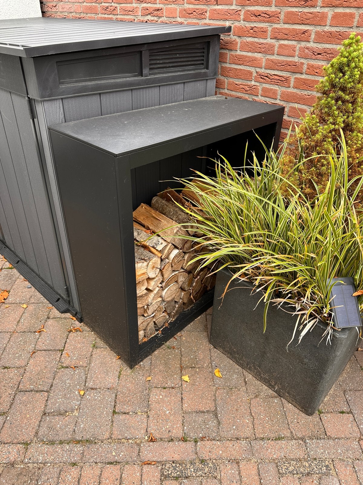 Antraciet metalen houthokje 40x100x100 cm, Tuin en Terras, Ophalen, Gebruikt, Metaal, Overige typen
