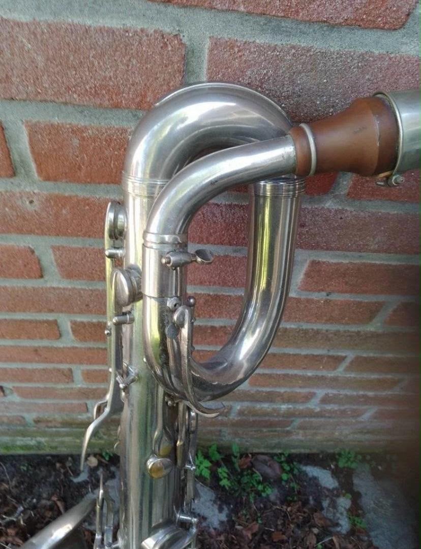 Vintage G.H. Hüller Bariton Saxofoon - Schoneck/Vgt, Ophalen of Verzenden, Gebruikt, Bariton