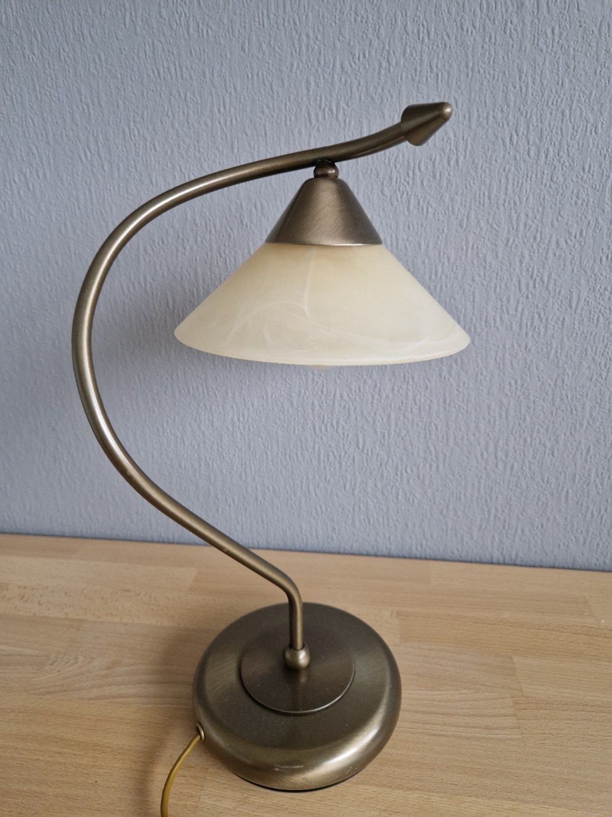 Vintage Massive design tafellamp | Albast glas & Messing, Gebruikt, Overige merken, Goud, Met schakelaar