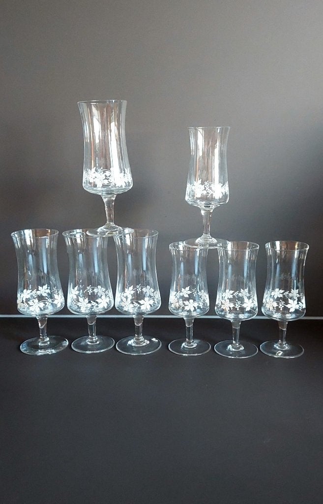 8 x Vintage chic glazen met gravure Boho / Ibiza living, Glas of Glazen, Eu, Overige merken, Eu