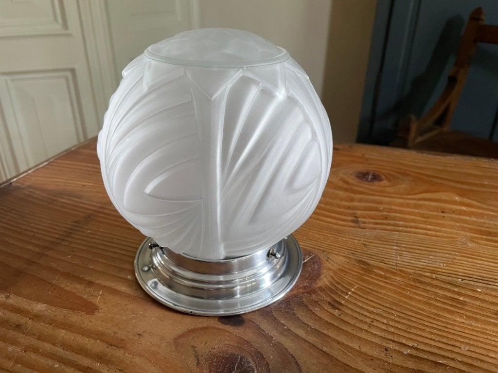 art deco 1930 matglas Plafonniere Plafondlamp Bol gestileerd, Ophalen of Verzenden