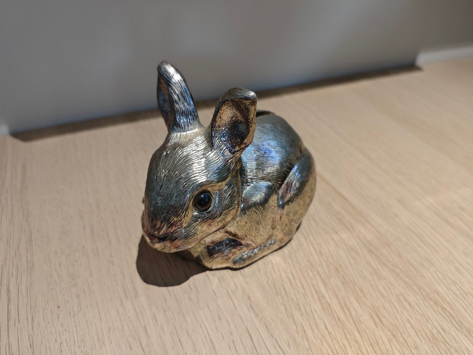 Zilveren spaarpot konijn met sluiting - 10,5x7x9cm, Ophalen of Verzenden, Gebruikt, Metaal of Blik, Dier