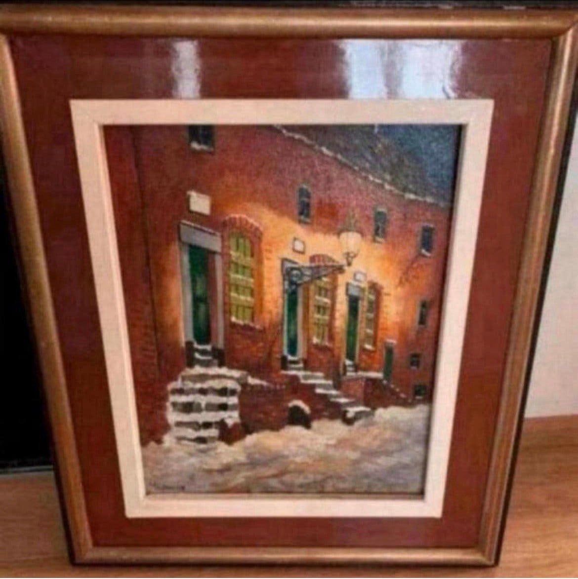 Olieverf Schilderij Abstraat Maastricht +_ 50x40 cm op plaat, Ophalen of Verzenden