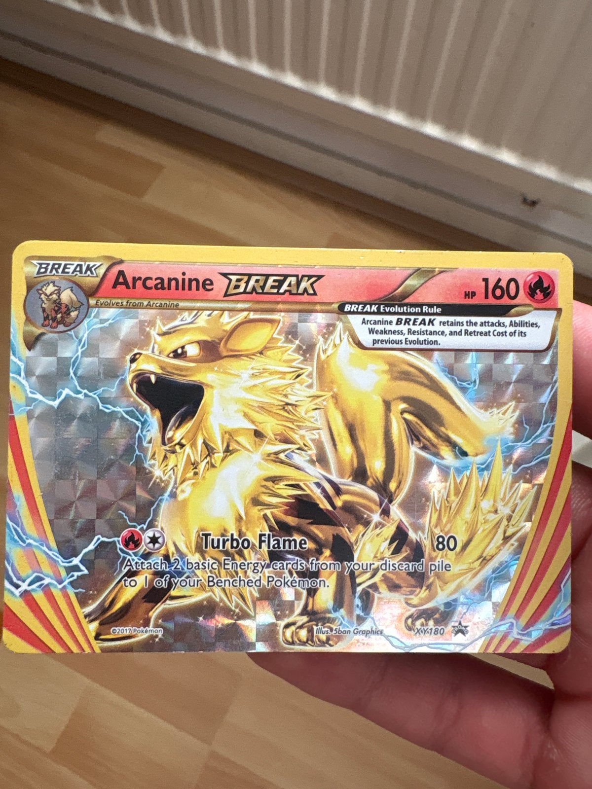 Arcanine BREAK Pokémon Kaart XY180 - Zeldzaam Foil, Verzenden, Gebruikt, Losse kaart, Foil