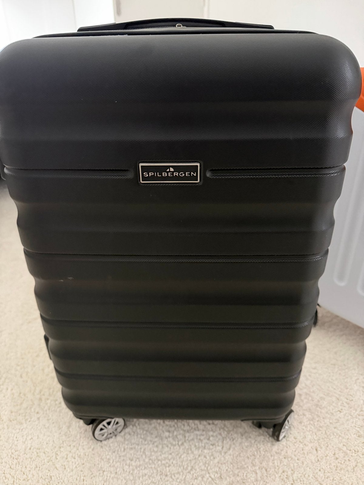 Zwarte Spilbergen koffer met wieltjes en uitschuifbare handg, 40 tot 60 cm, 30 cm of meer, Gebruikt, Zwart