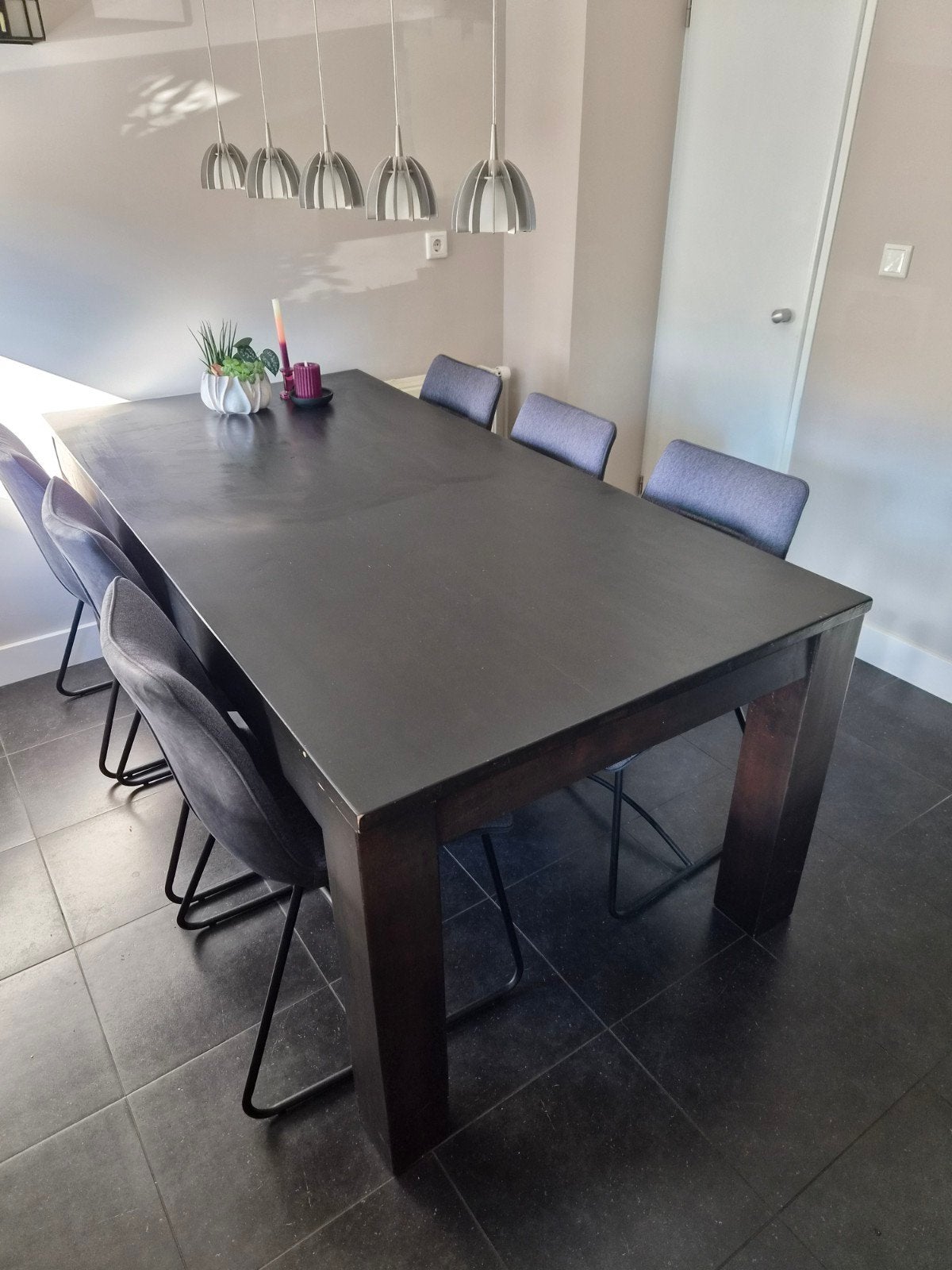 eetkamertafel antraciet, Ophalen, Gebruikt, 200 cm of meer, 50 tot 100 cm