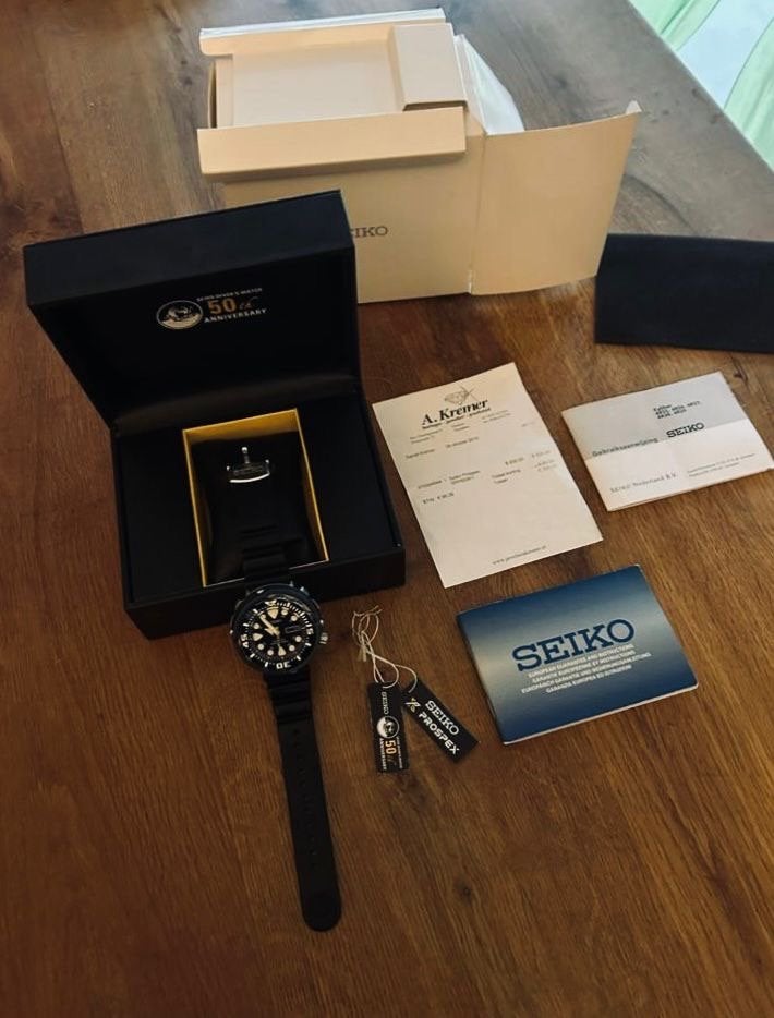 Horloge Seiko Prospex 50th Anniversary Baby Tuna, Polshorloge, Kunststof, Ophalen of Verzenden, Zo goed als nieuw