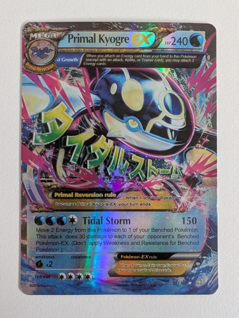Primal Kyogre EX Pokémon #55/160, Ophalen of Verzenden, Zo goed als nieuw, Losse kaart, Foil