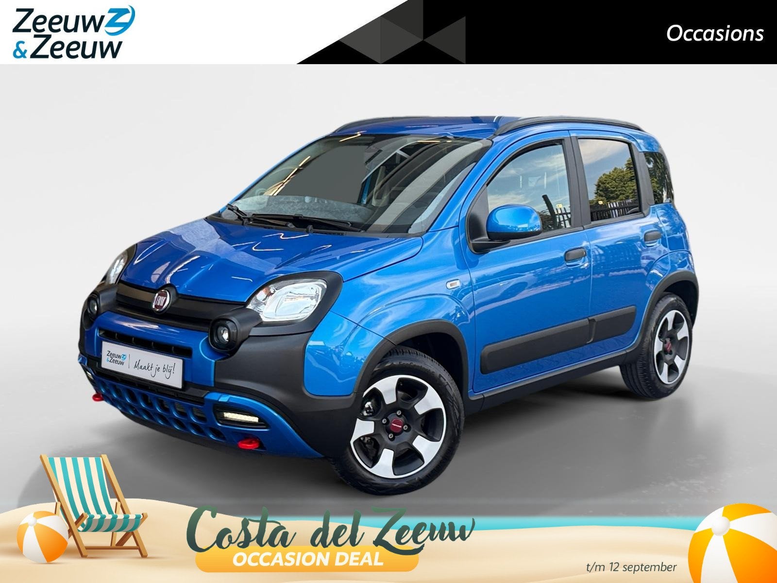 Fiat Panda 1.0 Hybrid Cross GRATIS WINTERBANDEN | AIRCO | PA, Auto's, Fiat, 12 maanden, Stof, Panda, Blauw