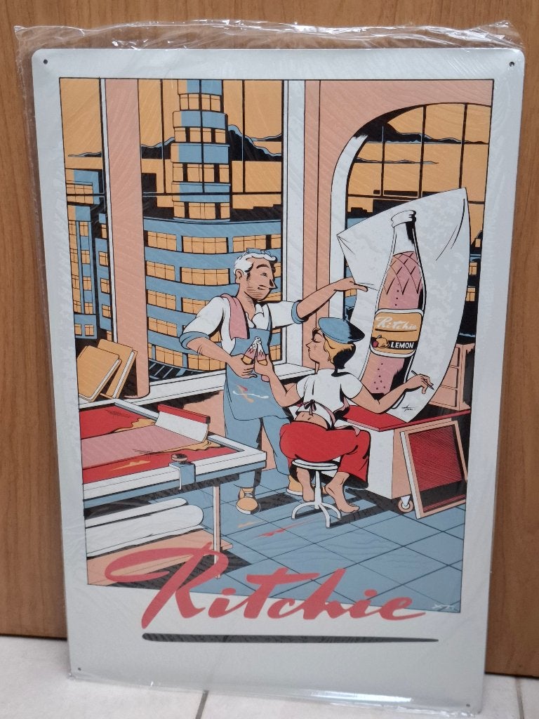 Nieuw reclamebord Ritchie limonade 60 x 40 cm, Verzamelen, Ophalen of Verzenden, Nieuw, Reclamebord