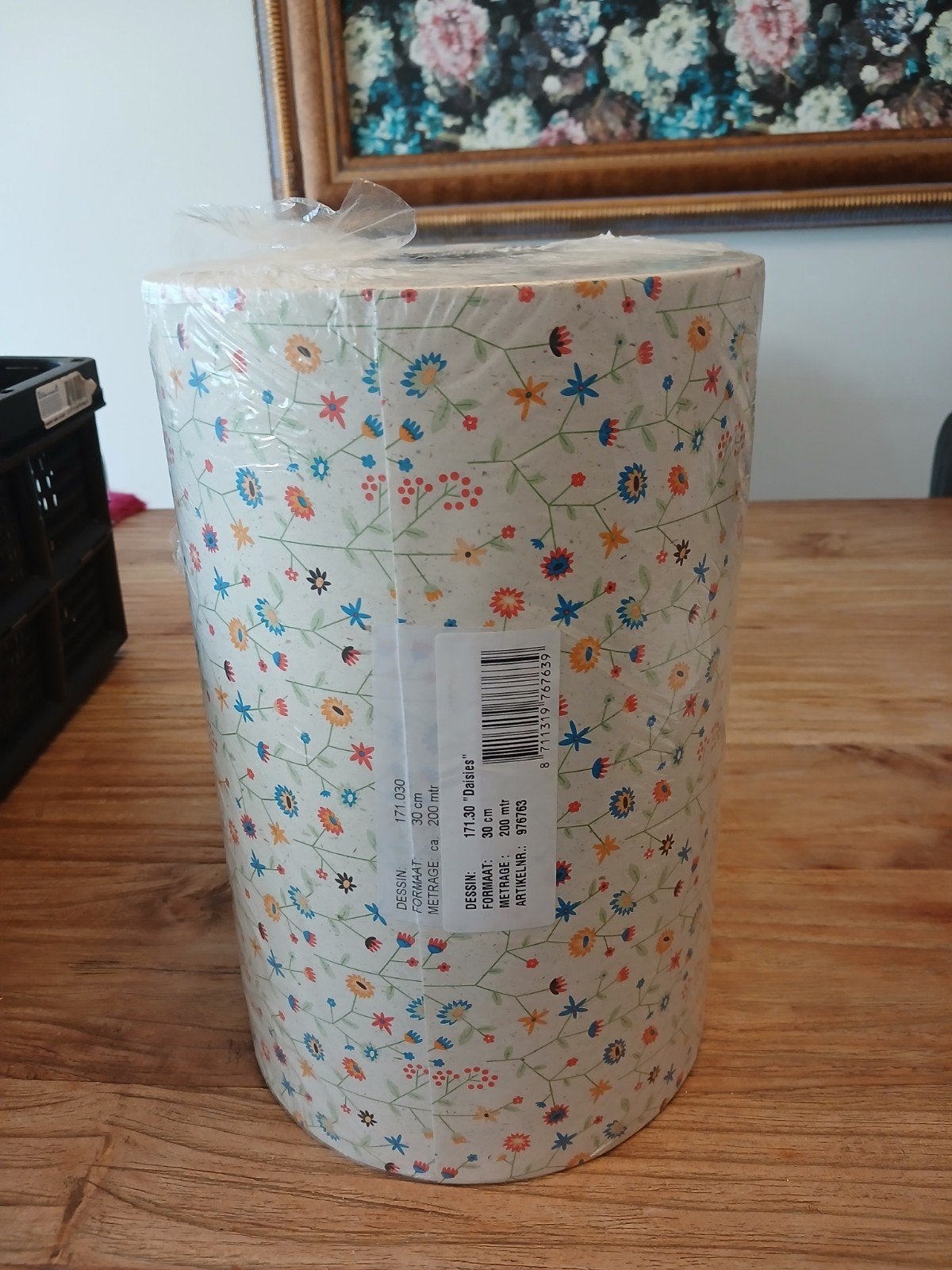 Kadopapierrol met madeliefjespatroon, 30cm x 200m, Overige typen, Nieuw, Meerkleurig, Papier of Karton