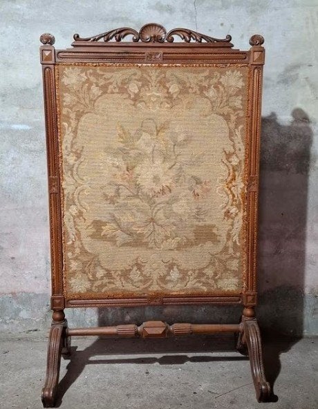 Oud antiek Frans Haardscherm zomerscherm gobelin, Ophalen of Verzenden