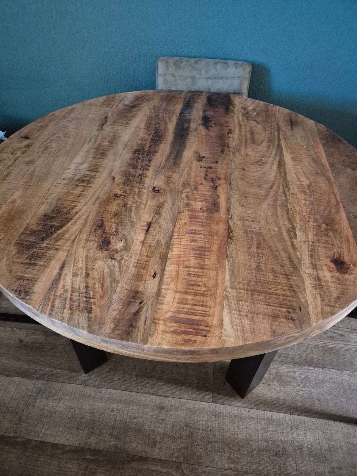 Mango houten ronde tafel, mooie prijs of doe een bod, Huis en Inrichting, Tafels | Eettafels, Ophalen, Rond, Zo goed als nieuw